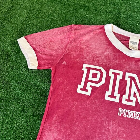 Pink Victoria's Secret Paper Thin Ringer Tee Loungewear Pajama Sleepwear Top S - Picture 6 of 14